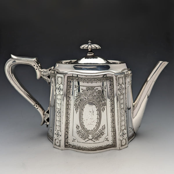 約 1885 年英國古董鍍銀茶壺 Walker & Hal